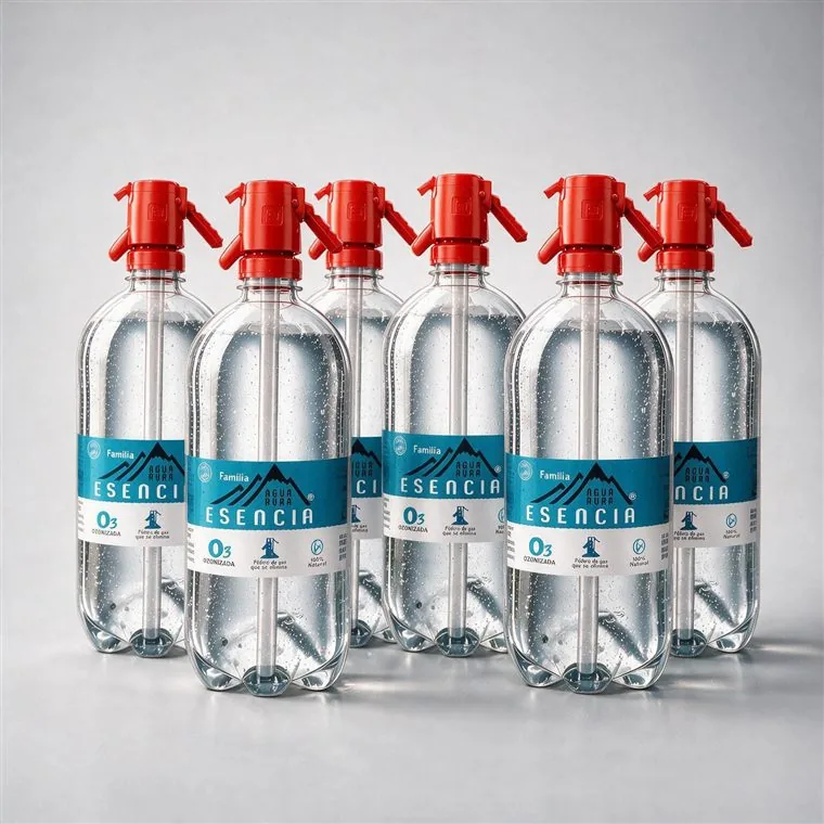 Seis sifones de agua soda Esencia con tapa roja